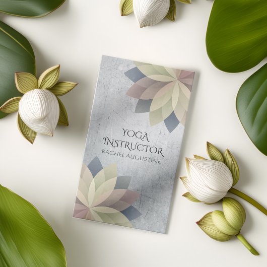 Elegant Yoga Instructor Colorful Lotus Om Symbol Visitekaartje