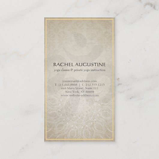 Elegant YOGA Instructor Floral Mandala & OM-symboo Visitekaartje (Achterkant)