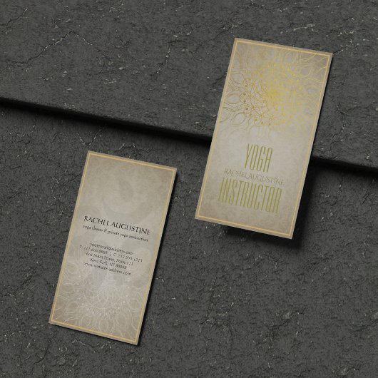 Elegant YOGA Instructor Floral Mandala & OM-symboo Visitekaartje