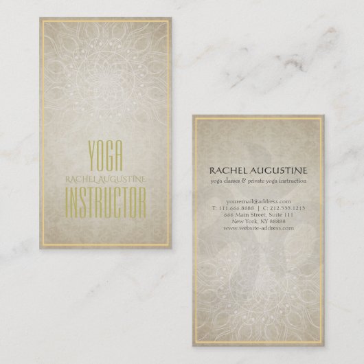 Elegant YOGA Instructor Floral Mandala & OM-symboo Visitekaartje (Voorkant / Achterkant)