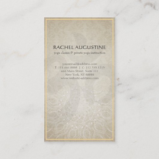 Elegant YOGA Instructor Floral Mandala & OM-symboo Visitekaartje (Achterkant)