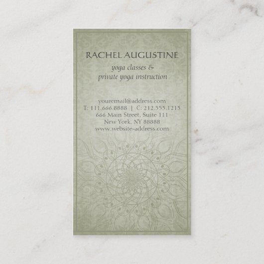 Elegant Yoga Instructor Gold Symbol en Mandala Visitekaartje (Achterkant)