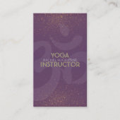 Elegant Yoga Instructor Om Symbol Paars en Gold Visitekaartje (Voorkant)