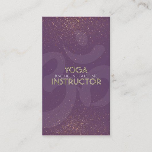 Elegant Yoga Instructor Om Symbol Paars en Gold Visitekaartje (Voorkant)