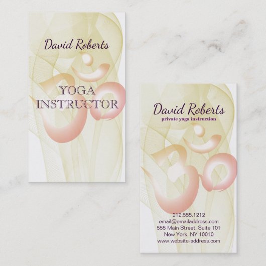 Elegant Yoga Instructor Om Symbol Visitekaartje (Voorkant / Achterkant)