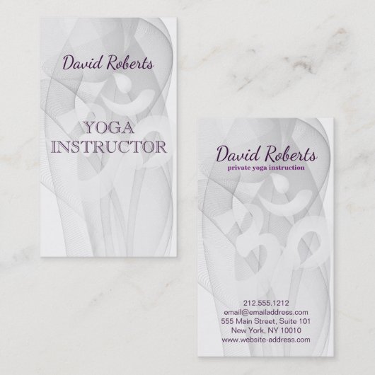 Elegant Yoga Instructor Om Symbol Visitekaartje (Voorkant / Achterkant)
