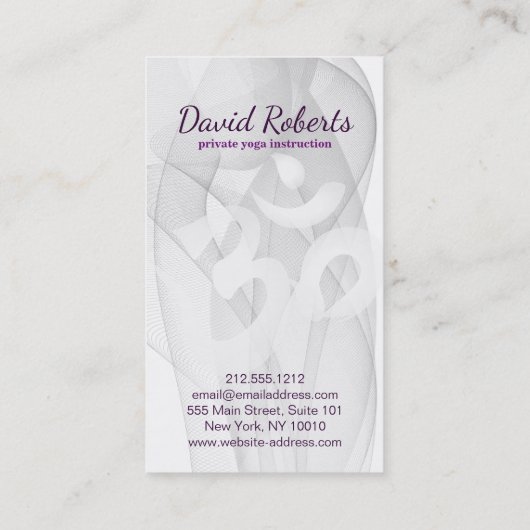 Elegant Yoga Instructor Om Symbol Visitekaartje (Achterkant)