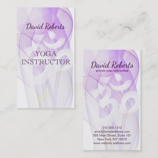Elegant Yoga Instructor Om Symbol Visitekaartje (Voorkant / Achterkant)