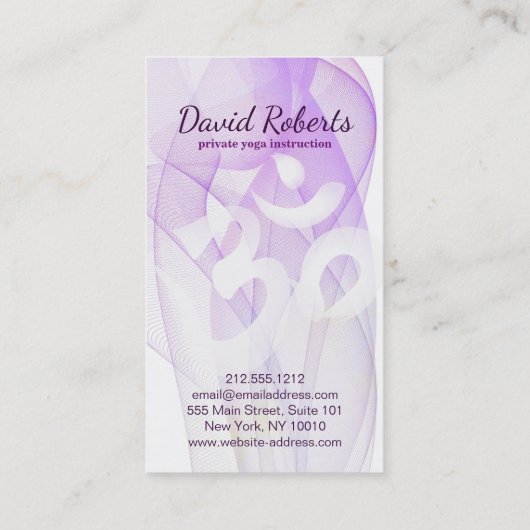 Elegant Yoga Instructor Om Symbol Visitekaartje (Achterkant)
