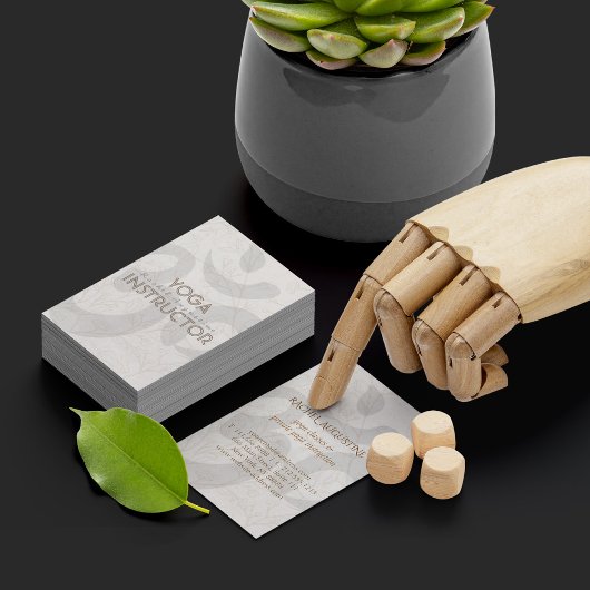 Elegant Yoga Instructor Om Symbol White Floral Visitekaartje