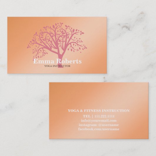 Elegant Yoga Instructor Roos Gold Tree Visitekaartje (Voorkant / Achterkant)