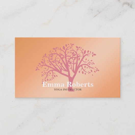 Elegant Yoga Instructor Roos Gold Tree Visitekaartje (Voorkant)