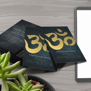Elegant Yoga Instructor Studio Gold Foil om Symbol Visitekaartje