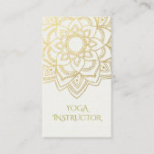 Elegant YOGA Instructor White Gold Floral Mandala Visitekaartje (Voorkant)