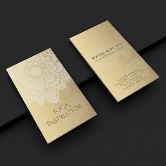 Elegant YOGA Instructor White Gold Floral Mandala Visitekaartje
