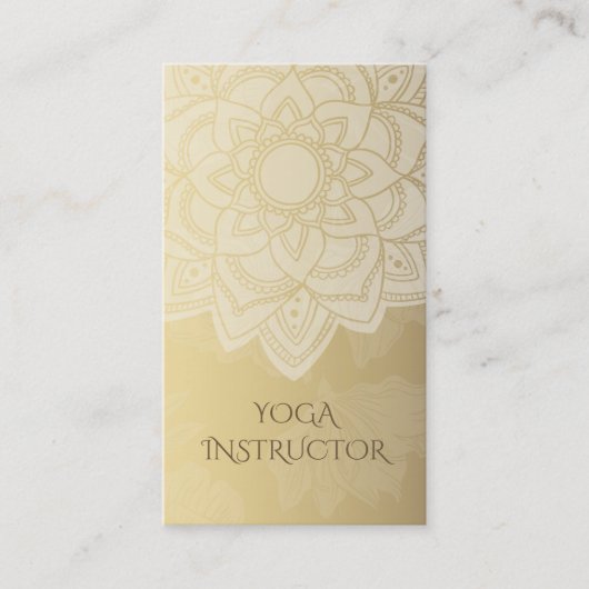 Elegant YOGA Instructor White Gold Floral Mandala Visitekaartje (Voorkant)