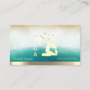 Elegant Yoga Instructor Women Silhouette Visitekaartje