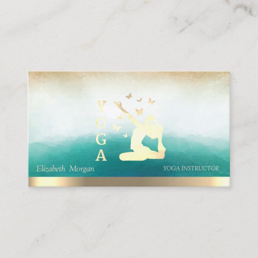 Elegant Yoga Instructor Women Silhouette Visitekaartje (Voorkant)