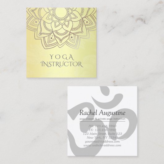 Elegant YOGA Meditation Instructor Mandala Floral Vierkante Visitekaartje (Voorkant / Achterkant)