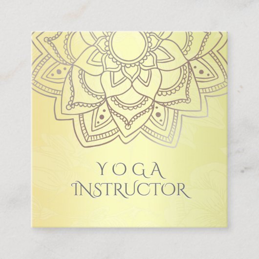 Elegant YOGA Meditation Instructor Mandala Floral Vierkante Visitekaartje (Voorkant)