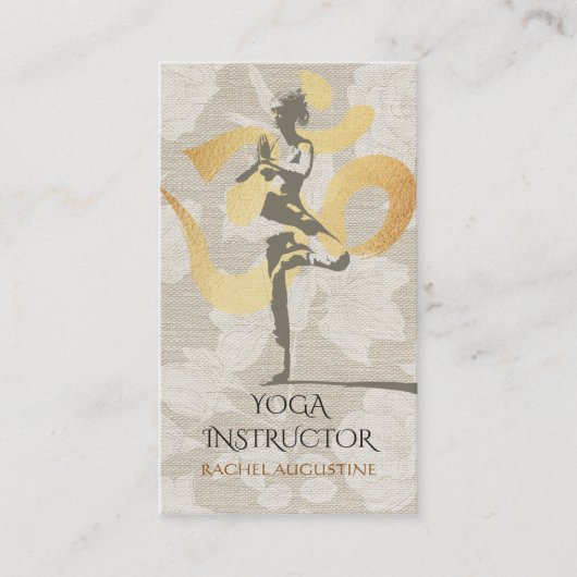 Elegant Yoga Meditation Pose Gold Foil om Symbol Visitekaartje (Voorkant)