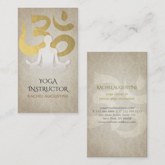 Elegant Yoga Meditation Pose Gold Foil om Symbol Visitekaartje (Voorkant / Achterkant)
