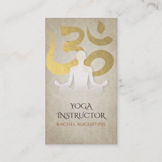 Elegant Yoga Meditation Pose Gold Foil om Symbol Visitekaartje (Voorkant)