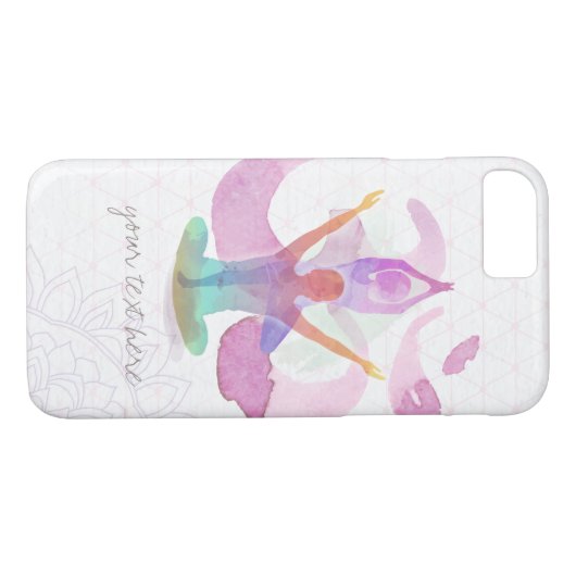 Elegant Yoga Meditation Pose Om Symbol Waterverf Case-Mate iPhone Case (Achterkant (Horizontaal))