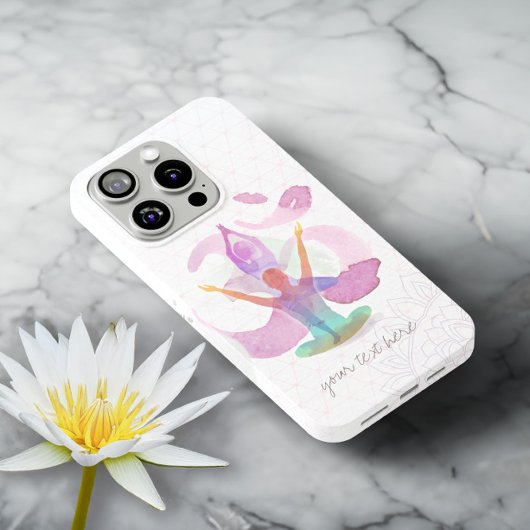 Elegant Yoga Meditation Pose Om Symbol Waterverf Case-Mate iPhone Case