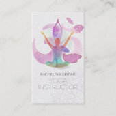 Elegant Yoga Meditation Pose Om Symbol Waterverf Visitekaartje (Voorkant)