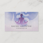 Elegant Yoga Meditation Pose Om Symbol Waterverf Visitekaartje (Voorkant)