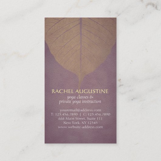 Elegant Yoga Meditation Posture met Bodhi Leaf Visitekaartje (Achterkant)