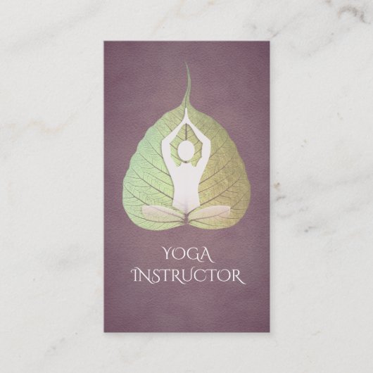 Elegant Yoga Meditation Posture met Bodhi Leaf Visitekaartje (Voorkant)