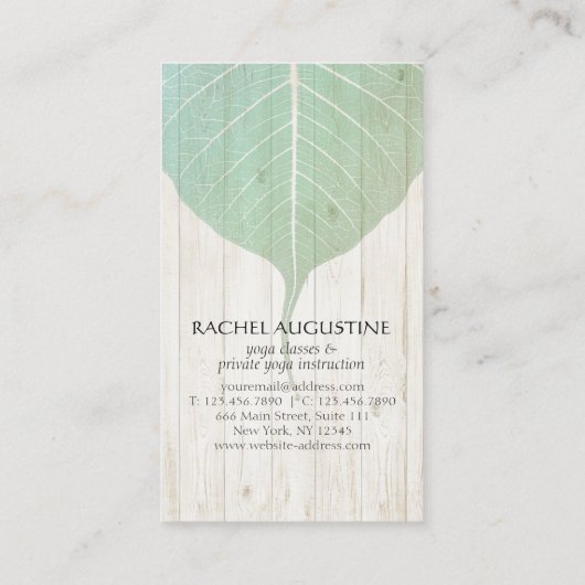 Elegant Yoga Meditation Posture met Bodhi Leaf Visitekaartje (Achterkant)