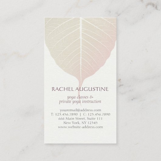 Elegant Yoga Meditation Posture met Bodhi Leaf Visitekaartje (Achterkant)