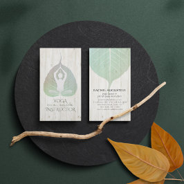 Elegant Yoga Meditation Posture met Bodhi Leaf Visitekaartje