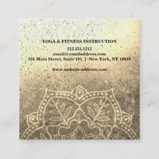 Elegant Yoga Vierkante Visitekaartje (Achterkant)