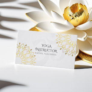 Elegant Yoga White Gold Floral om Symbol Mandala Visitekaartje
