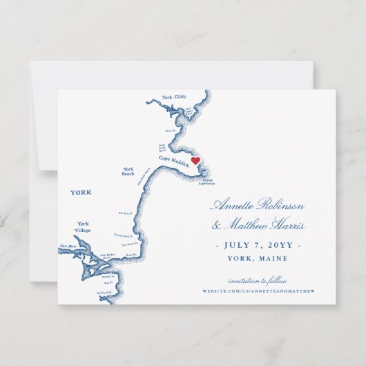 Elegant York Maine Bestemming Bruiloft Save The Date (Voorkant)