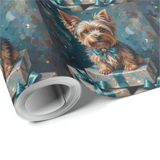 Elegant Yorkshire Terrier Dog Holiday Gift Stack Cadeaupapier (Rol Hoek)