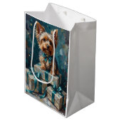 Elegant Yorkshire Terrier Dog Holiday Gift Stack Medium Cadeauzakje (Voorkant Gekanteld)