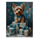 Elegant Yorkshire Terrier Dog Holiday Gift Stack Perfect Poster (Voorkant)