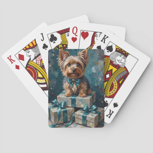 Elegant Yorkshire Terrier Dog Holiday Gift Stack Pokerkaarten (Achterkant)