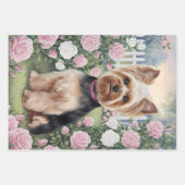 Elegant Yorkshire Terrier Roos Tuin Decoupage Inpakpapier Vel (Voorkant 3)
