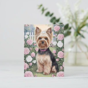 Elegant Yorkshire Terrier Roos Tuinschilderij Briefkaart