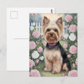 Elegant Yorkshire Terrier Roos Tuinschilderij Briefkaart (Voorkant / Achterkant)