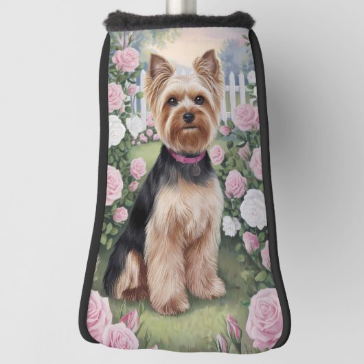 Elegant Yorkshire Terrier Roos Tuinschilderij Golfheadcover (Draai 90)