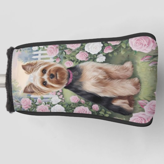 Elegant Yorkshire Terrier Roos Tuinschilderij Golfheadcover (Voorkant)