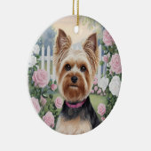 Elegant Yorkshire Terrier Roos Tuinschilderij Keramisch Ornament (Rechts)