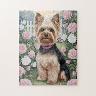 Elegant Yorkshire Terrier Roos Tuinschilderij Legpuzzel